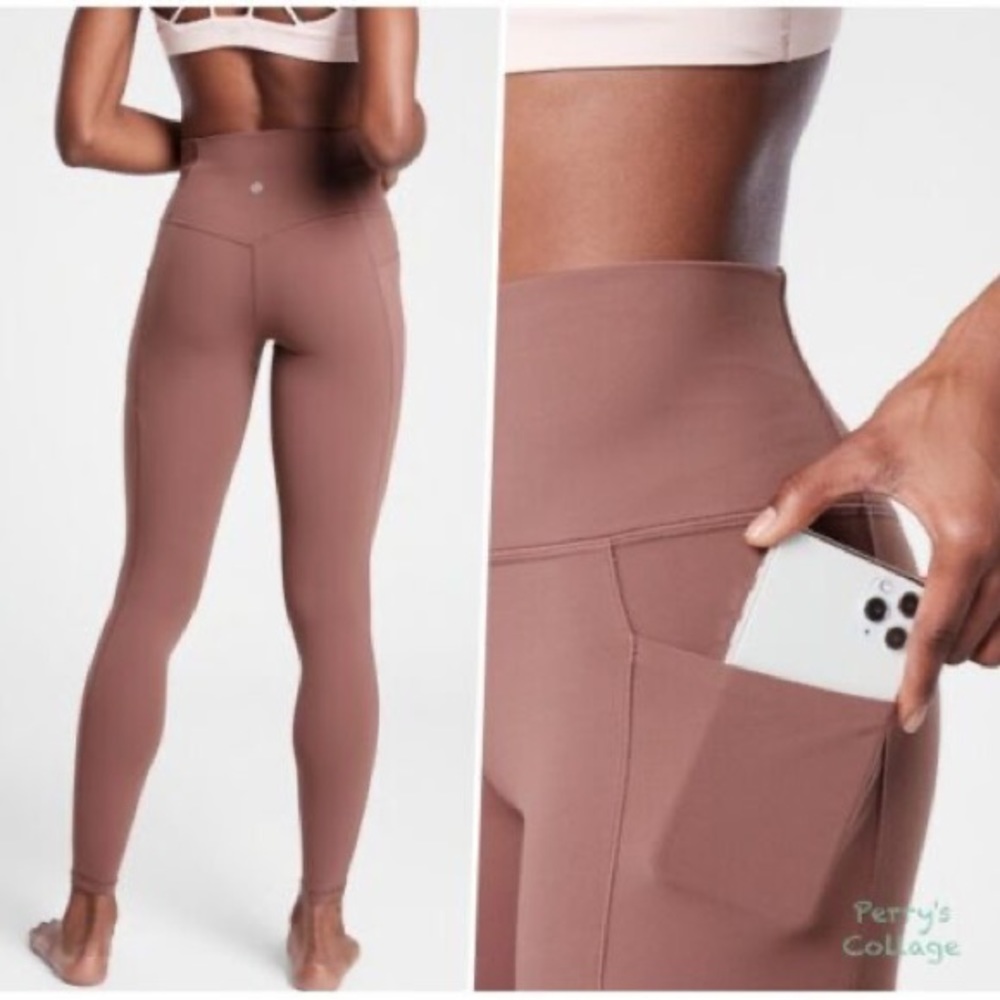 Athleta Salutation Stash Pocket II Tight - Hearth Rose